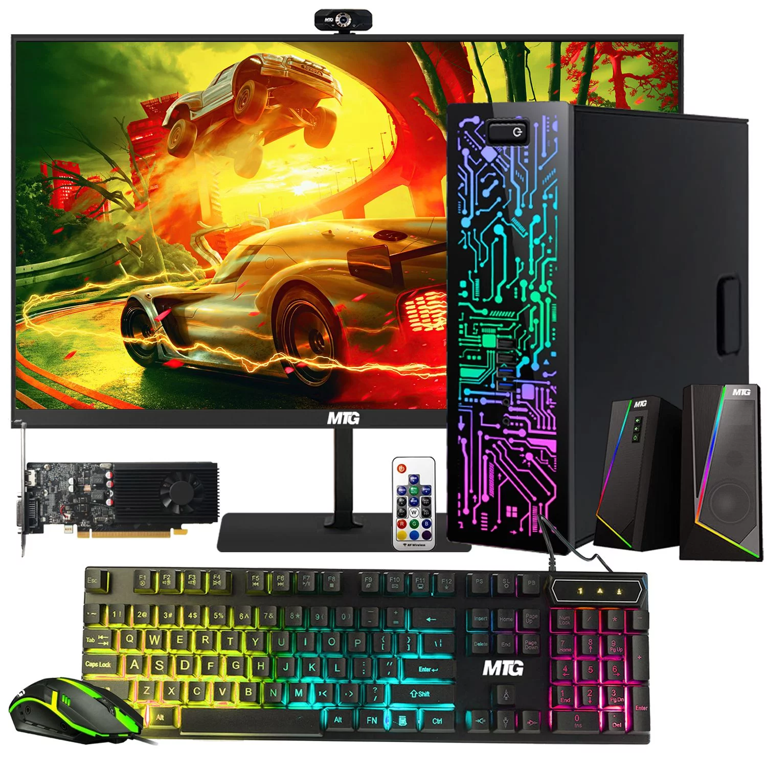 Restored TM Zeus Gaming Desktop PC, Intel Core i5 4th Gen, GT 1030 Graphics, 16GB RAM, 240GB SSD 2TB HDD, MTG New 24 Inch Monitor, RGB Keyboard Mouse