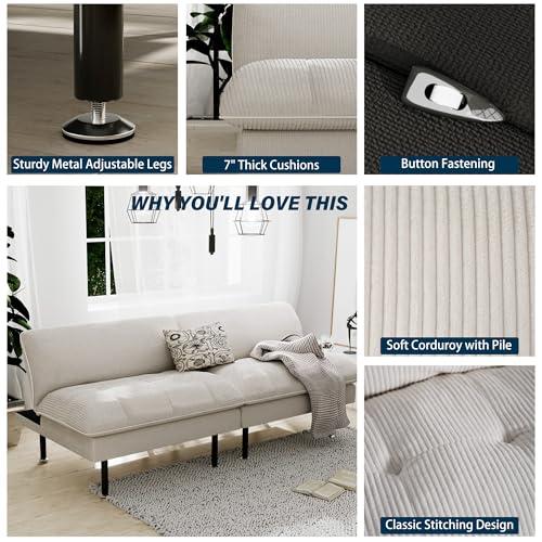70" Futon Sofa Bed, 4 in 1 Multi-Function Couch Sleeper with Adjustable Backrest, Modern Convertible Futon, Recliner Small Loveseat for Living Room