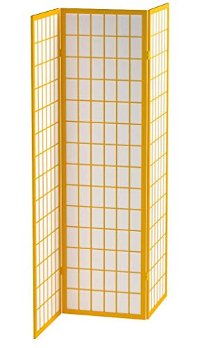 Red Lantern 6 ft. Tall Window Pane Shoji Screen-Natural-4 Panels Room Divider