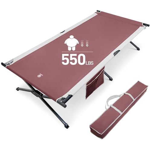 EVER ADVANCED Extra Wide Camping Cot for Adults Oversized XXL Sleeping Cots Folding Cot Bed with Carry Bag, 84.3" L x 41.9" W, Support to 550 lbs