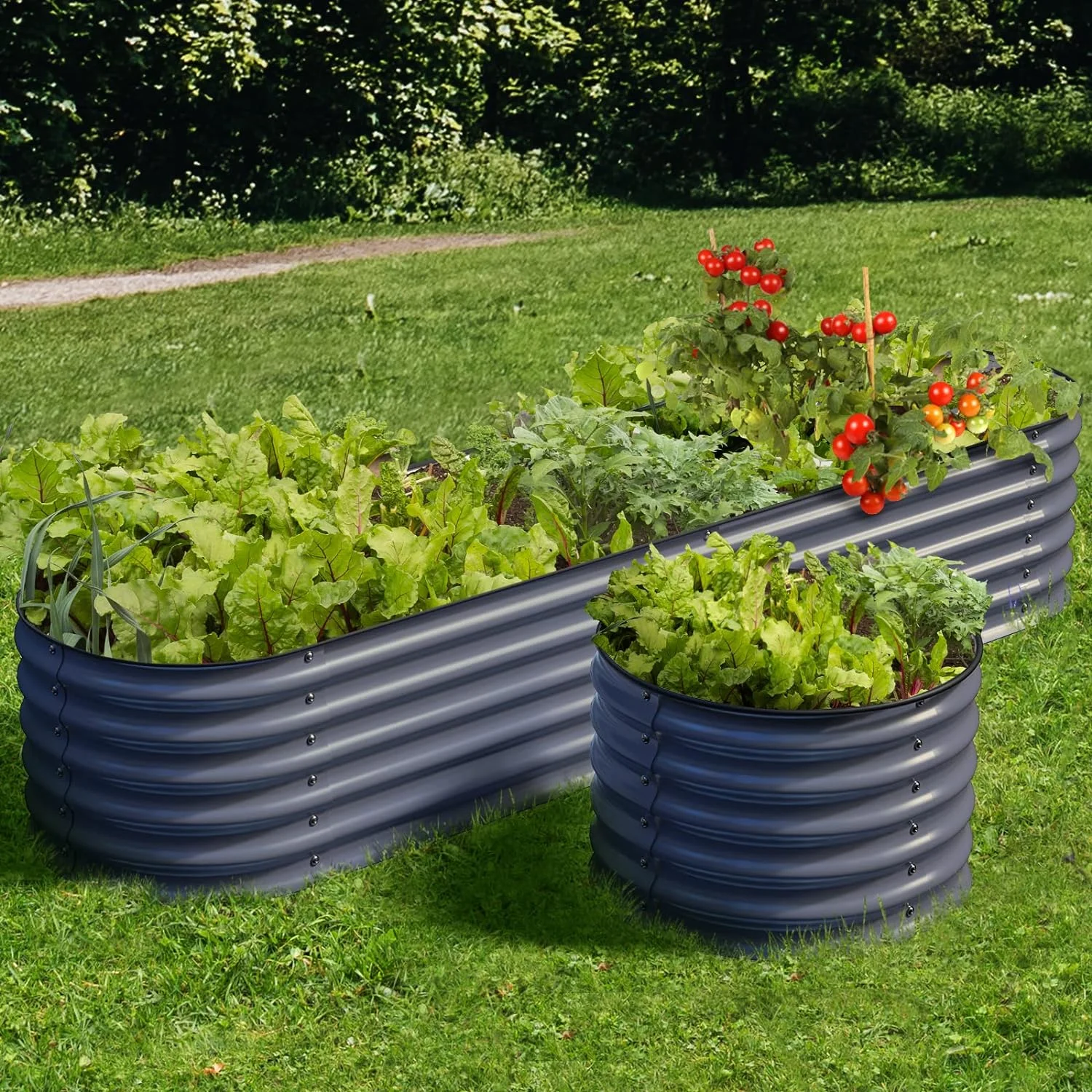 Modular Galvanized Raised Garden Beds Outdoor Easy Quick Setup, 17" Tall
