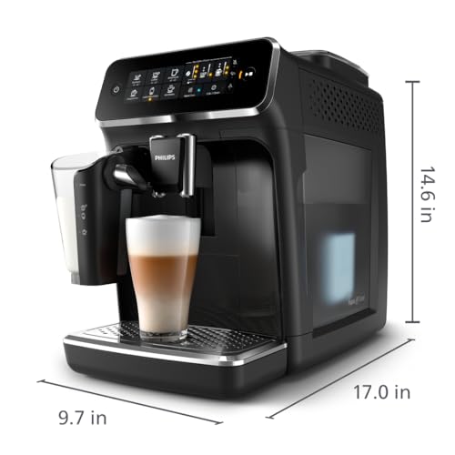 Philips 3200 Series Fully Automatic Espresso Machine, LatteGo Milk Frother, 5 Coffee Varieties, Intuitive Touch Display, 100% Ceramic Grinder
