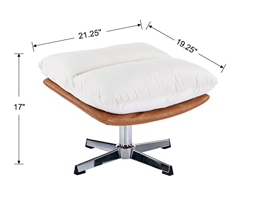 Modern Swivel Accent Chair with Ottoman Set, PU Leather Oversized Armless Reading Chair with Footrest