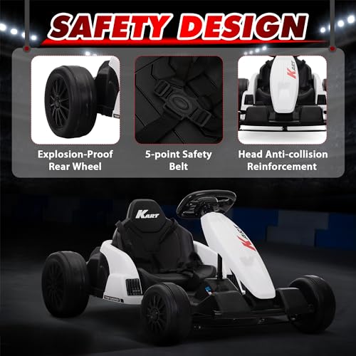 TOBBI 24V Go Kart Electric Drift Kart for Kids 4-16 Year, Ride on Car, 8 MPH Battery Powered Crazy Cart for Kids