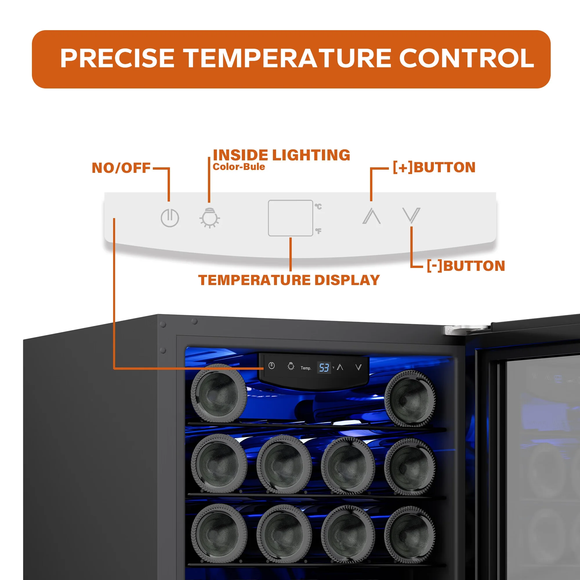 Ca'Lefort Wine Refrigerator Cooler，20 Bottle Mini Wine Fridge Freestanding Wine Cellar with Glass Door