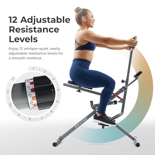 Sunny Health & Fitness Row-N-Ride PRO, Full Body Combo Squat Machine w/Optional Resistance Band, Easy Setup Ab Workout Exercise Equipment for Home