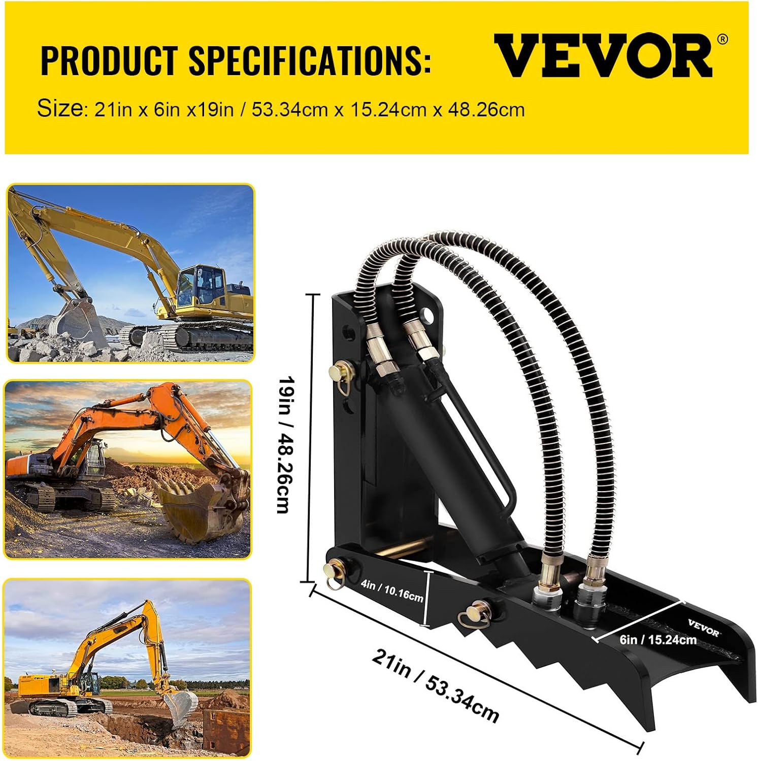VEVOR Backhoe Thumb 21 inch Hydraulic Backhoe Excavator Thumb Attachments Weld On with Hydraulic Cylinder