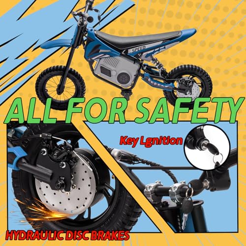 KerryYoo 36V 350W C11 Electric Dirt Bike for Kids 8-14, Up to 16MPH Off-Road Electric Motorcycle with Explosion-Proof Tires, Twist Grip Throttle