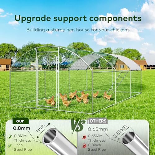 Large Metal Chicken Coop with Waterproof and UV-Resistant Cover