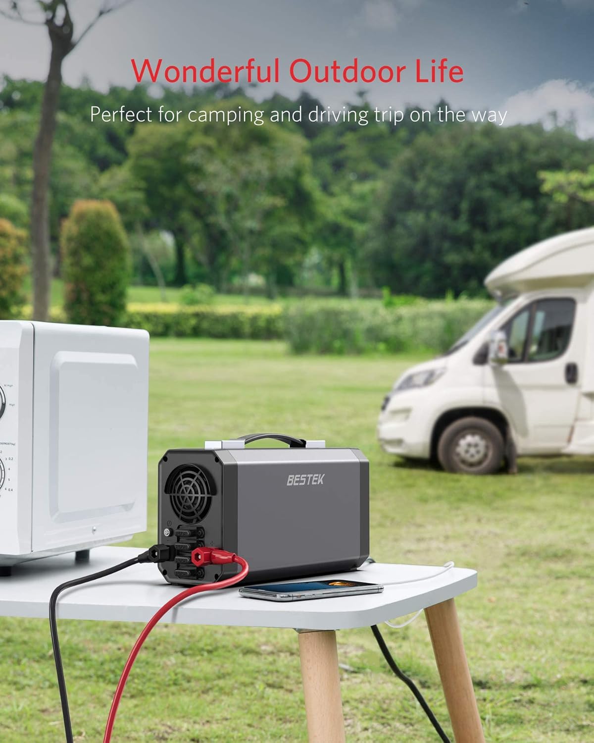 BESTEK 1200W Power Inverter, DC 12V to 110V AC Inverter for Car with Digital LCD Display 4.2A Dual USB Car Charger