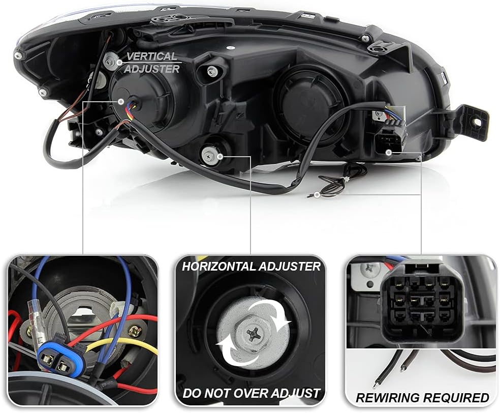 ACANII - For [Halogen Model] 2015-2019 Subaru WRX STI Black Housing Smoked Lens LED Tube Sequential Projector Headlights