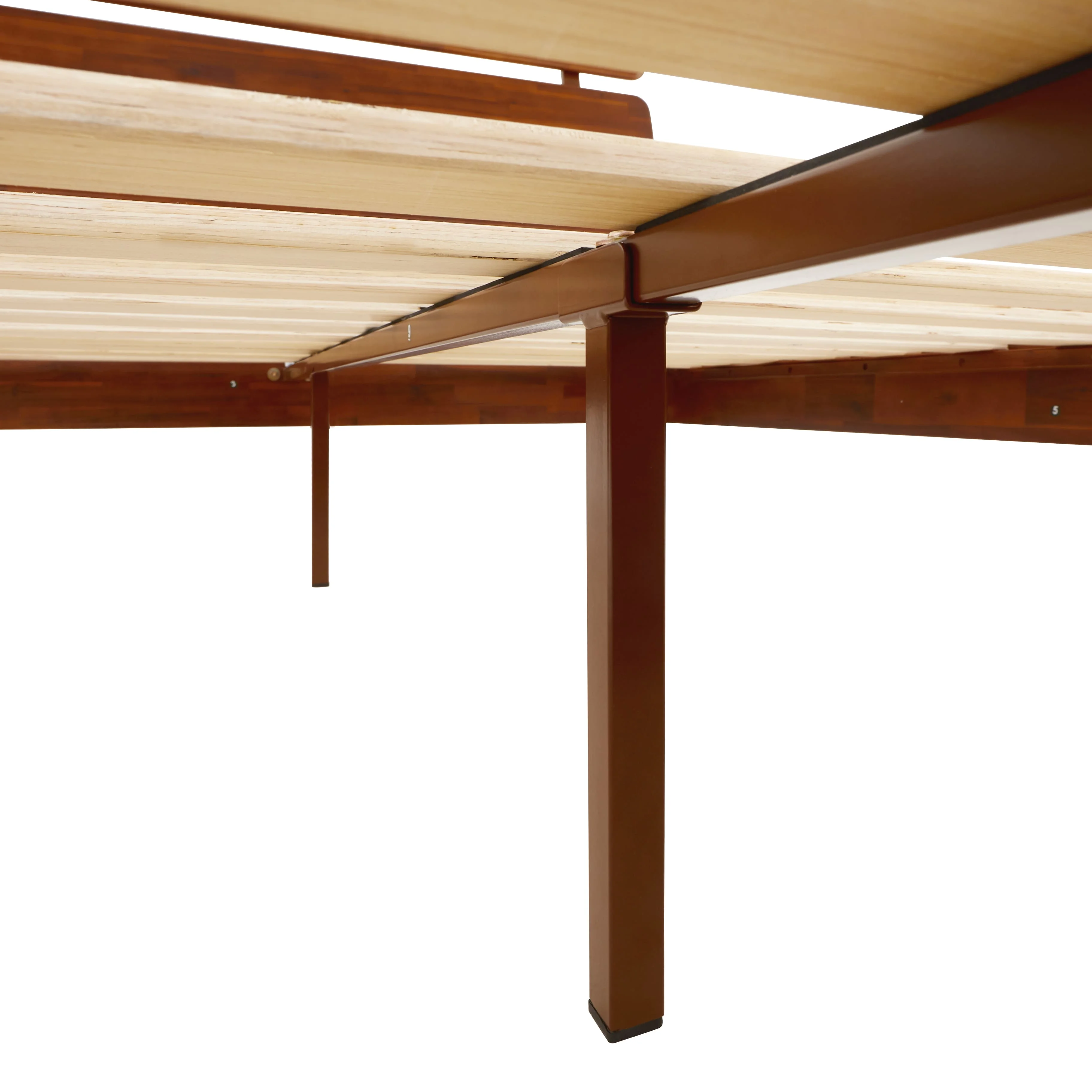 BME Dalen 45" Bed Frame Queen, Adjustable Headboard, Mid-Century, Solid Wood, Dark Choco