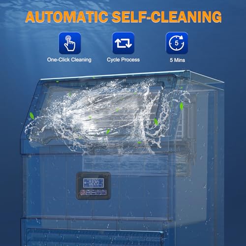 Clear ice Cube Maker, Commercial Ice Maker Machine, Stainless Steel Freestanding Ice Machine Automatic Operation