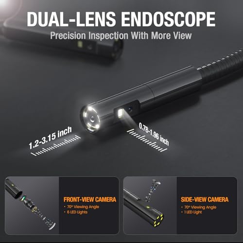 Teslong Inspection Camera, Dual Lens Borescope Camera with Light, NTS300 5" IPS Industrial Endoscope