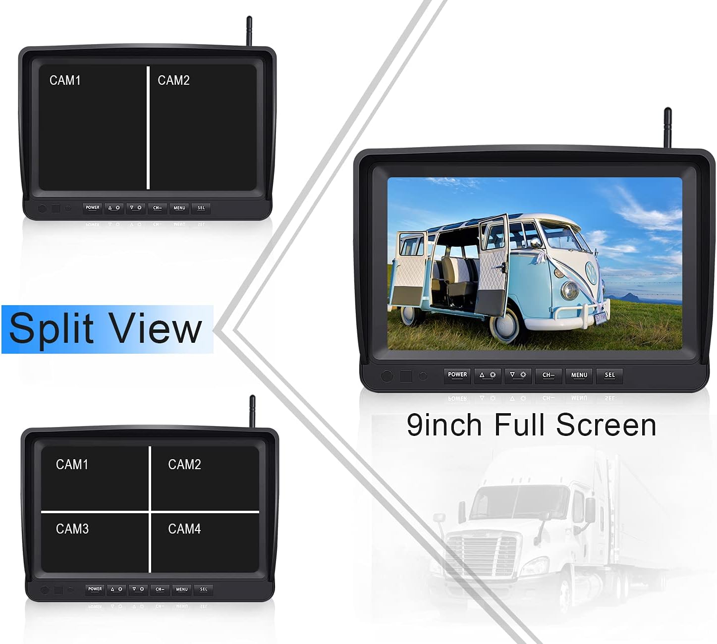 ZEROXCLUB 9‘’ Wireless Backup Camera System for RV Truck Trailer Camper