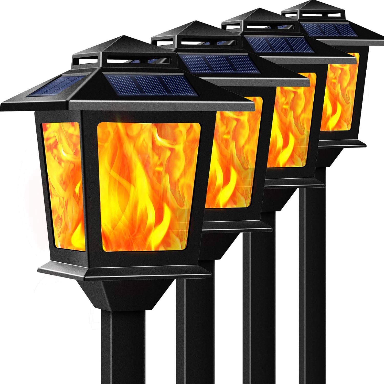 TomCare Solar Outdoor Lights Anti-Rust Metal Flickering Flame Solar Torches Lights Decorative Outdoor Lighting Solar Powered Waterproof Solar Pathway