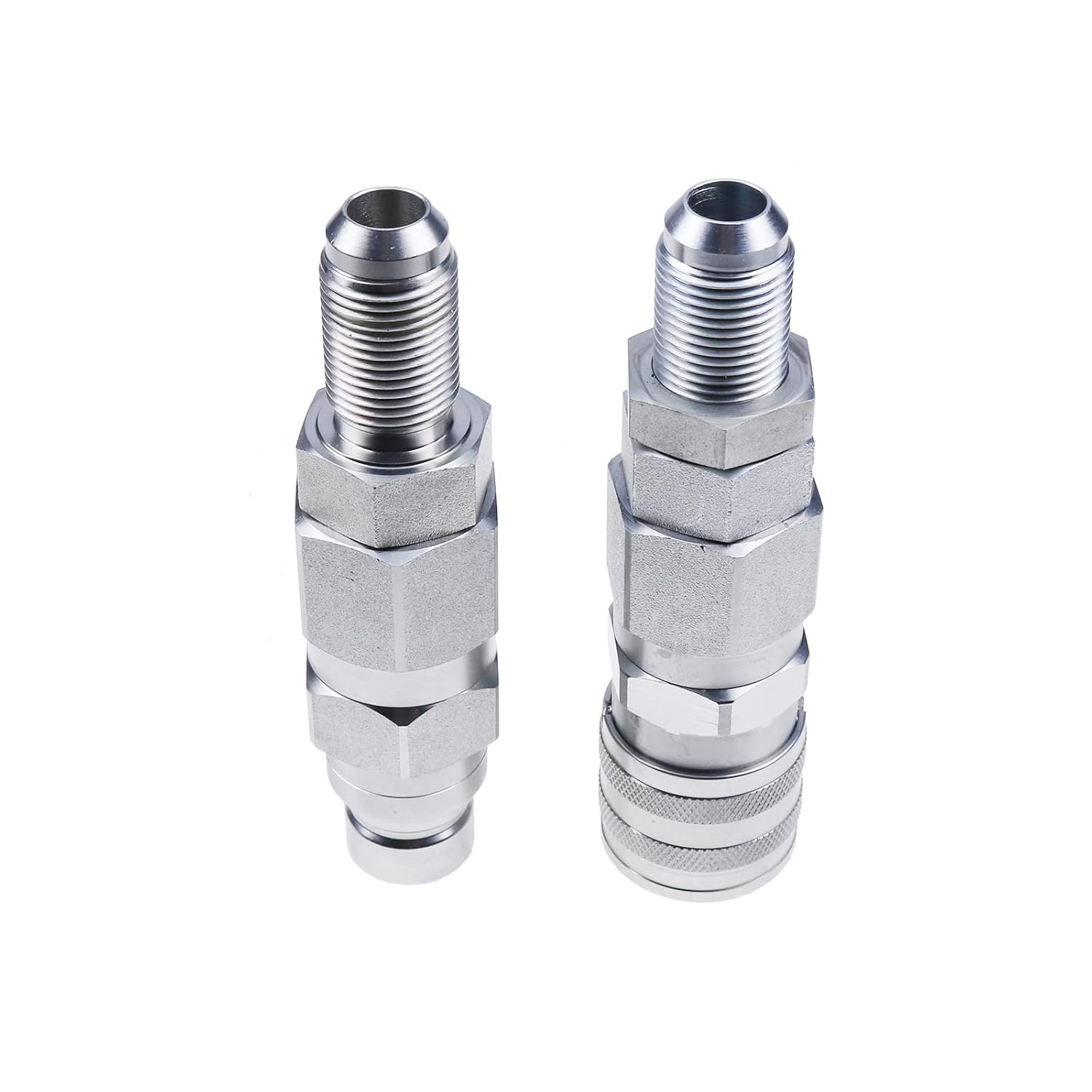 FridayParts 10 JIC Thread 1/2 Flat Face Hydraulic Quick Connect Coupler Set for Bobcat New Holland Case GEHL, Silver