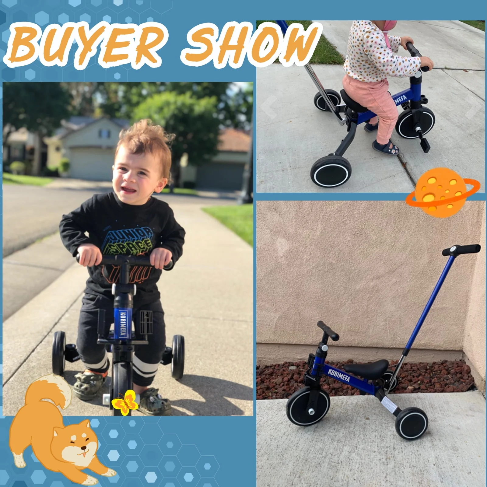 KORIMEFA Toddler Bike with Push Handle,Tricycles for 1 to 3 Years Old, Toddler Tricycle with Push Handle for Boy Girl, Baby Bike Balance Bike