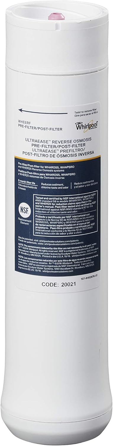 Whirlpool WHEERF Replacement Water Filter Cartridges White, 9.8 x 2.5 x 2.5 inches