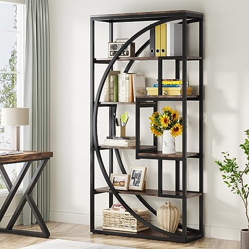 Tribesigns Bookshelf, Industrial 5-Tier Etagere Bookcase, 70.8 inch Tall Bookshelf with 8 Open Storage Shelf