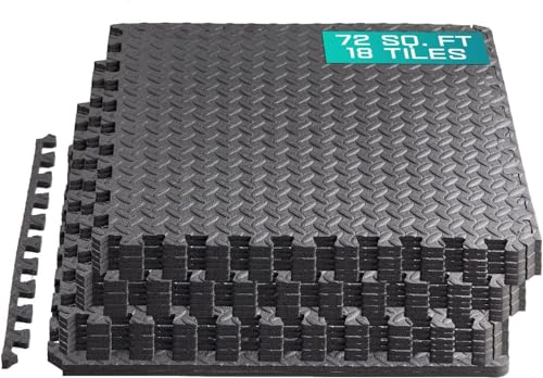 Yes4All 24SQFT-120SQFT Puzzle Exercise Mat for Home Gym, EVA Interlocking Foam Floor Tiles with Border for Workout Equipment
