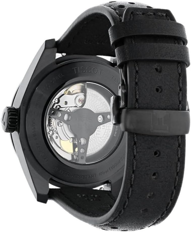 Tissot Mens PRS 516 Powermatic 80 316L Stainless Steel case with Black PVD Coating Automatic Watch, Black, Leather, 20 (T1314303605200)