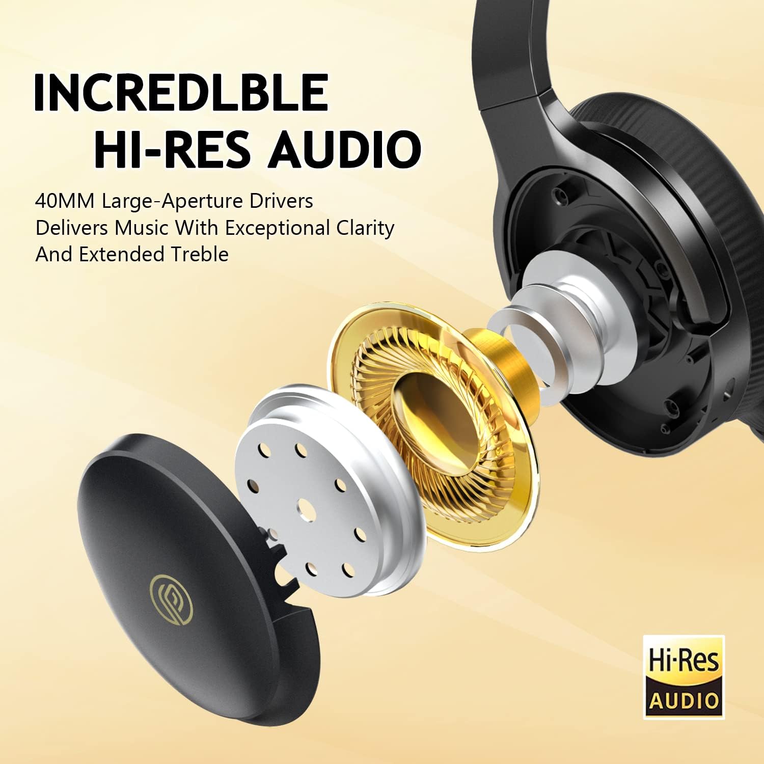 Noise Cancelling Headphones, Bluetooth Headphones with Microphone 50H Playtime Wireless Over-ear Headphones, CVC 8.0