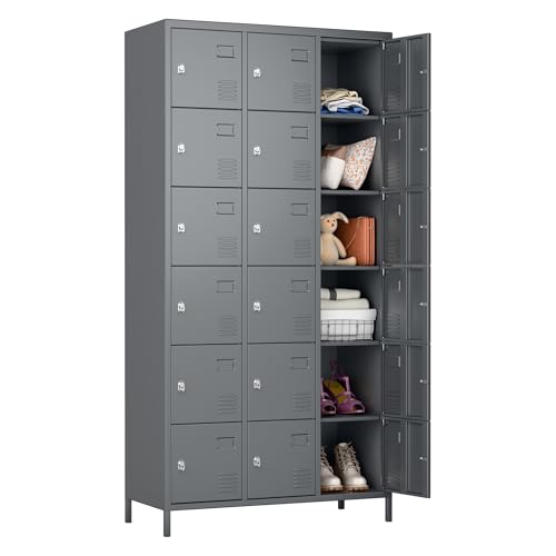 6 Door Metal Storage Locker 18 Hooks,Metal Locker for Employees with Lock for School Garage Office Gym Bedroom,Assembly Required