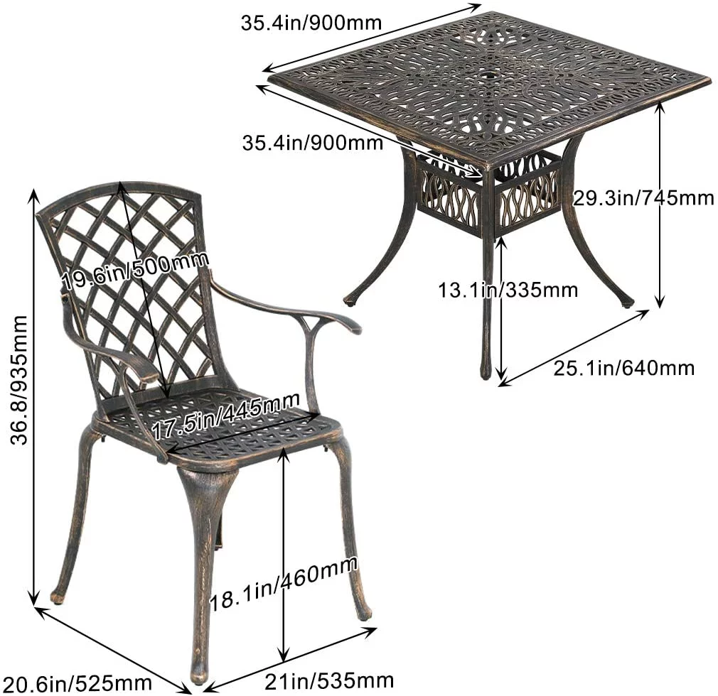 FDW Outdoor Dining Table Set Patio Dining Set Dining Chairs Set of 4 Wrought Iron Patio Furniture Outdoor Dining Set Patio Furniture Patio Chairs