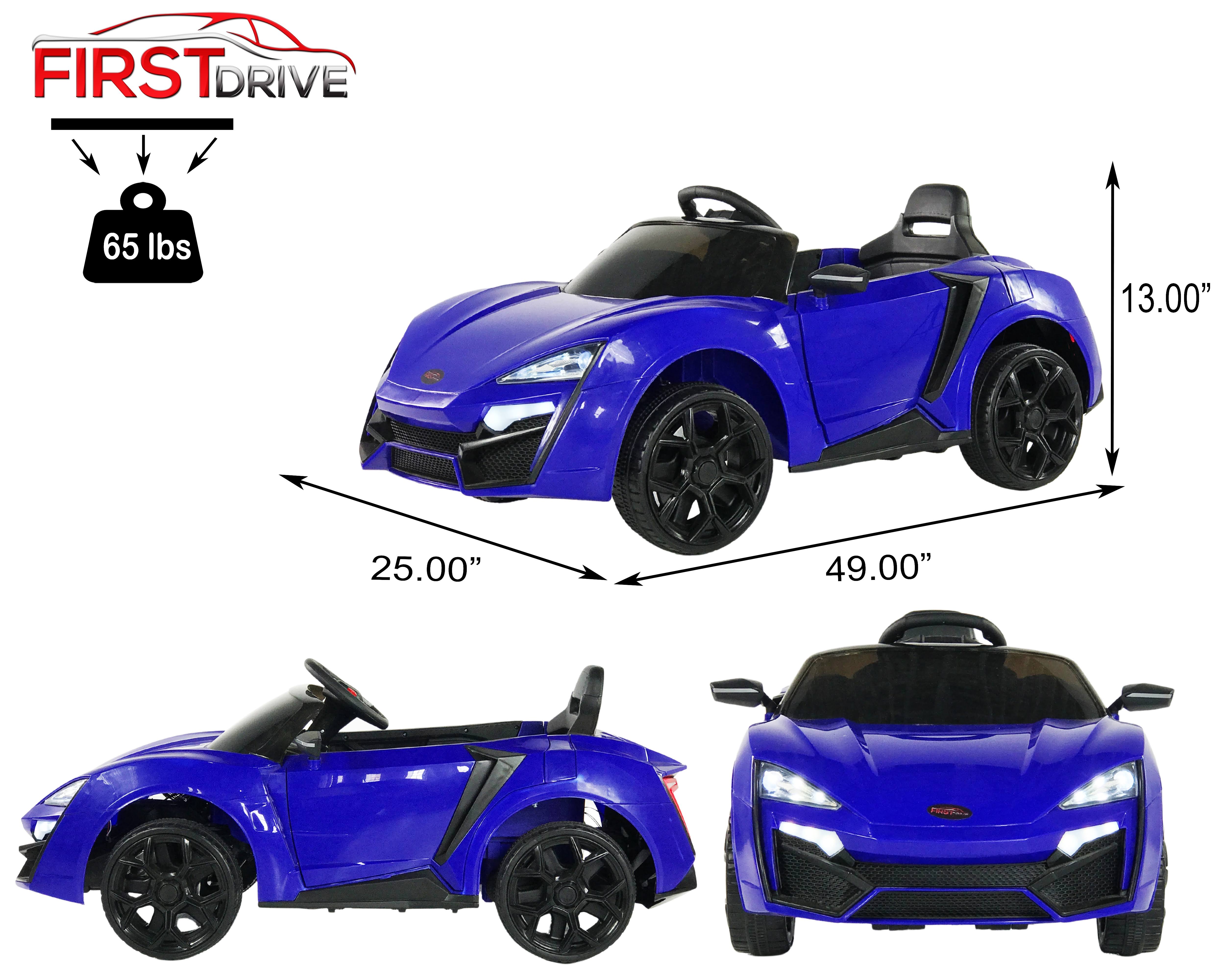 First Drive Lykan Hypersport Style Blue 12V Kids Cars - Dual Motor Electric Power Ride on Car with Remote