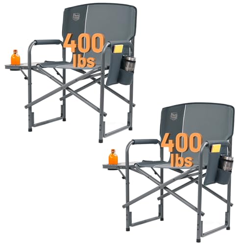 TIMBER RIDGE Folding Rocking Camping Chair, 400lbs Capacity Portable Oversized Outdoor Rocker with Hard Armrests, Cup Holder & Side Pocket