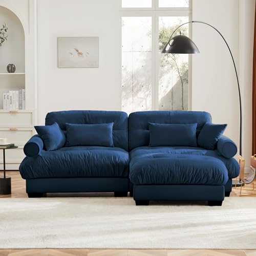 130" Modular Sectional Sofa,Velvet Upholstered Couches for Living Room,3 Seater Green Sofa Couch with Movable Ottoman