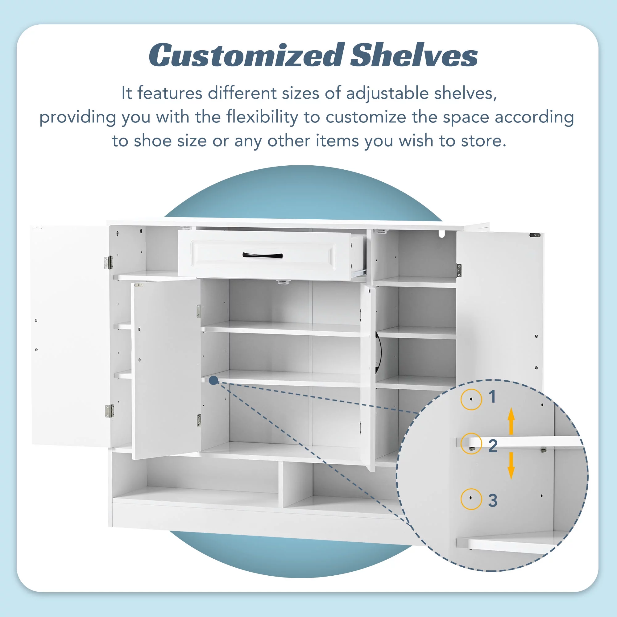 EUROCO 47.2" Shoe Cabinet for Entryway ,Free Standing Shoe Storage Cabinet Shoe Rack Organizer with 8 Adjustable Shelves