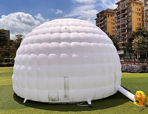 Outdoor Portable Inflatable Igloo Dome Tent with LED Light, 2 Windows | 16.5x18x11ft | Shelter Igloo Marquee for Party, Wedding, Camping