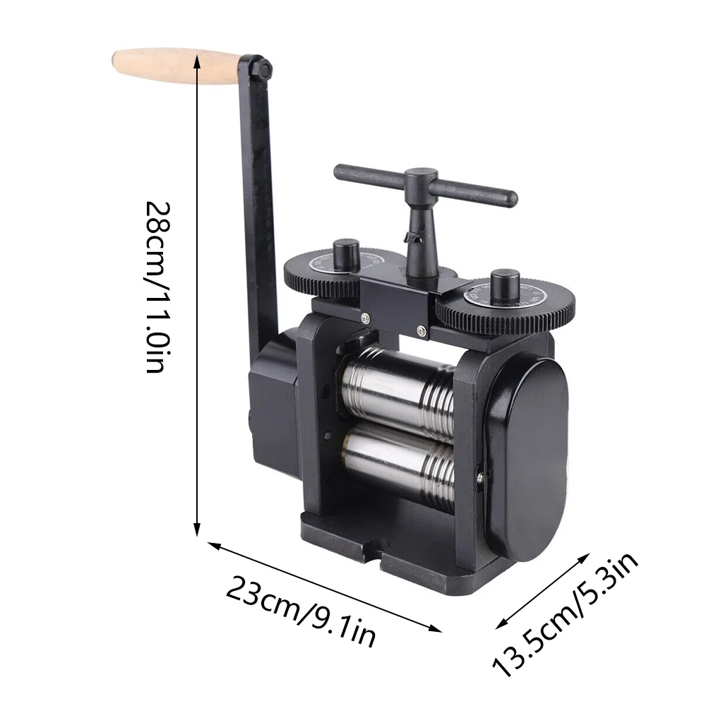 Fichiouy Jewelry Rolling Mill Machine 110mm Manual Combination Rolling Mill Square Line Flat Semi-Circular Press Rolling Mill Jewelry Marking Tools