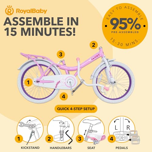 Royalbaby Princess Girls Kids Bike 12 14 16 18 20 Inch Children Bicycle with Basket for Age 3-12 Years