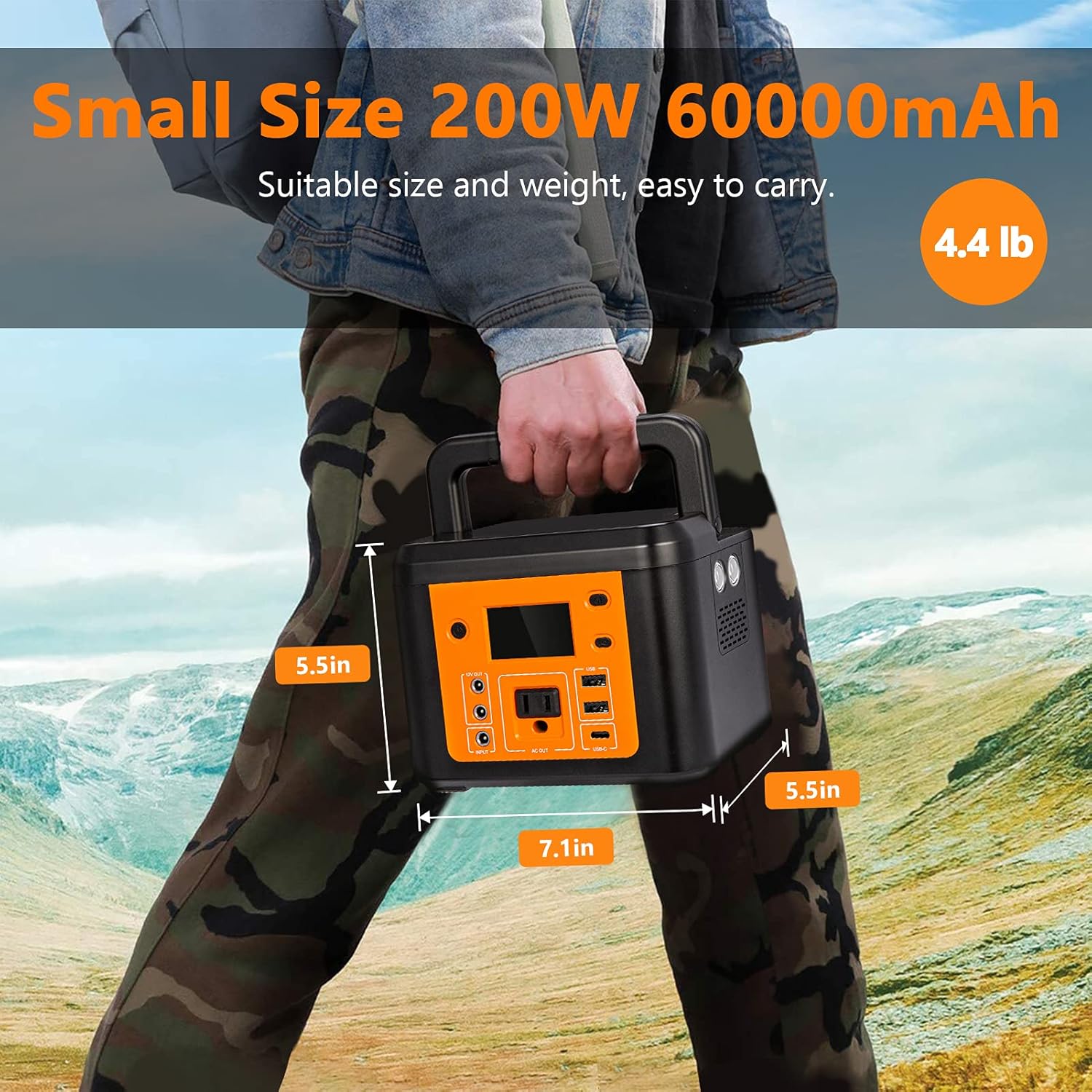 Portable Power Station 200W -IDEALHOUSE 60000mAh/222Wh Portable Generator
