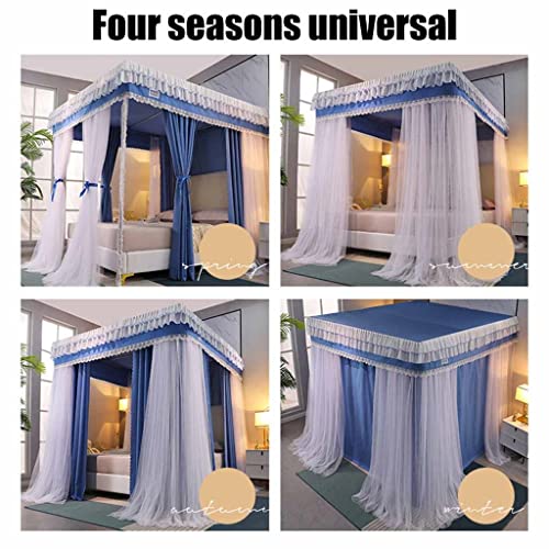 Mosquito Net for 1.5m Bed Luxury 4 Post Bed Canopy includes Blackout Fabric/Mesh Curtain/Metal Bracket (Color: Style 2, Size: 1.5x2x2m)