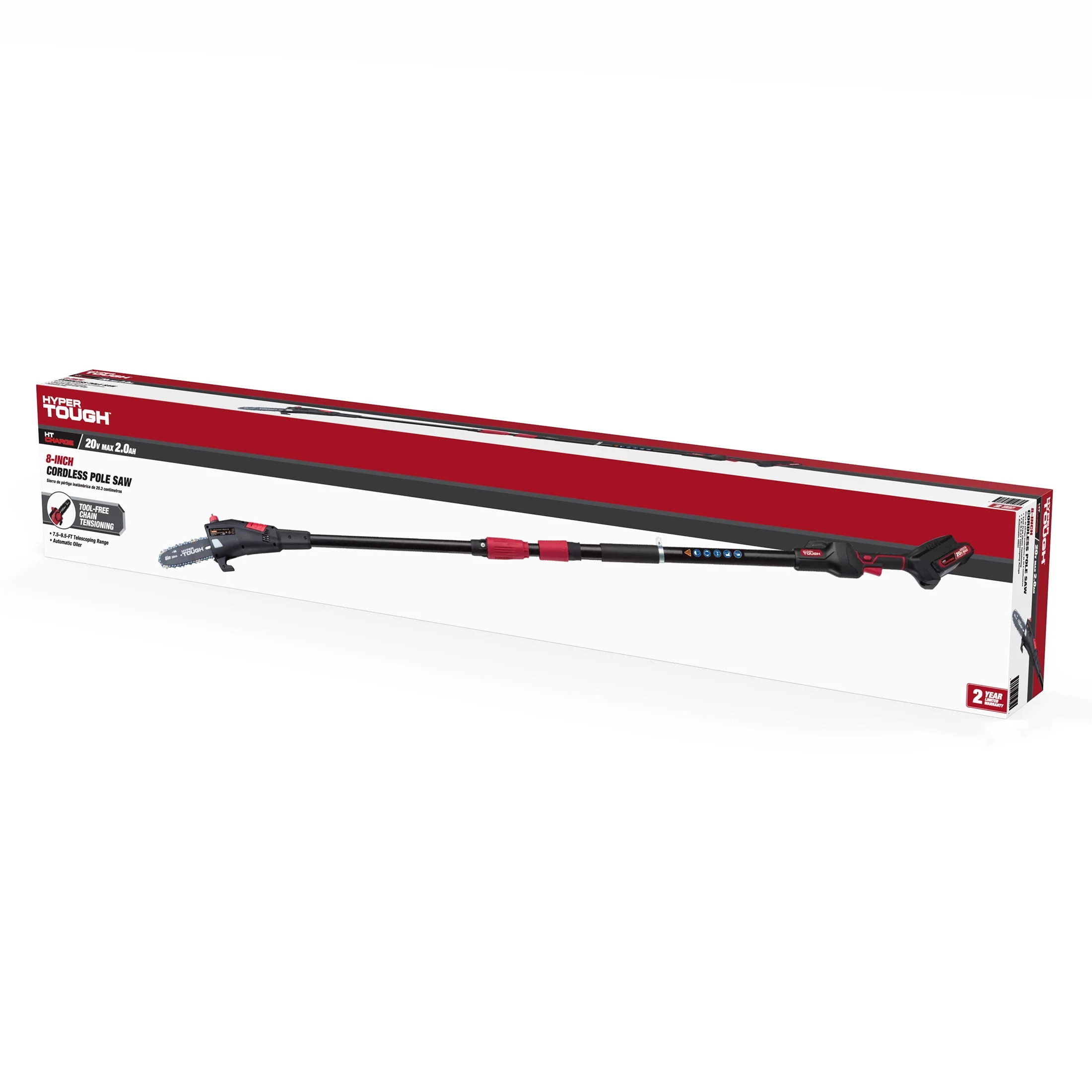 Hyper Tough 20V Max 2.0Ah Battery Powered Cordless 8 Pole Saw, HT21-401-003-08