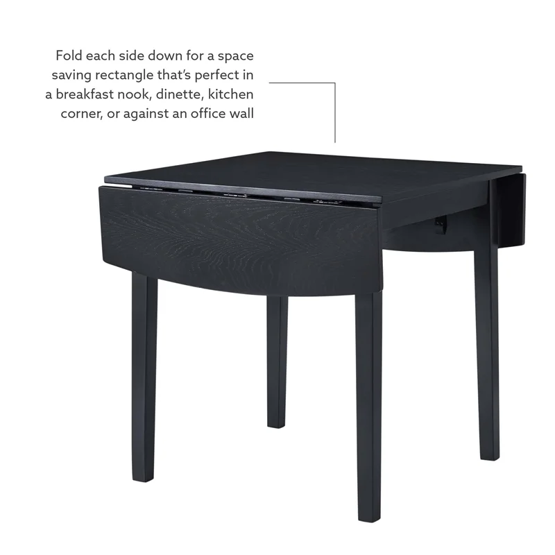 Linon Ervin Wood Square Drop Leaf Table in Black