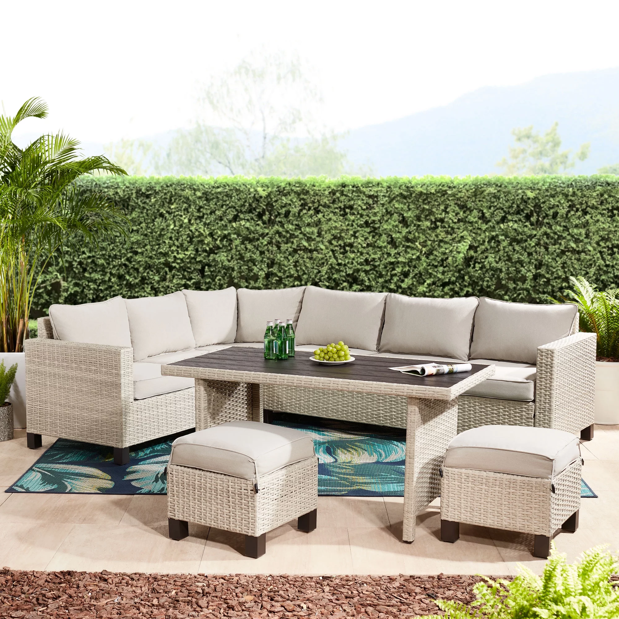 Better Homes & Gardens Brookbury 5-Piece Wicker Sectional Dining Set - Beige