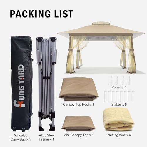 Outdoor Pop Up Gazebo 10x10 - Instant Canopy Tent with Mosquito Nettings