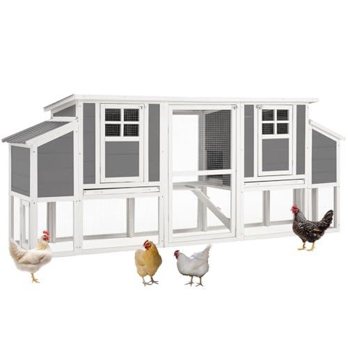 AECOJOY 98'' Extra Large Chicken Coop with Run, Wood Chicken House with 4 Nesting Boxes & Pull-Out Tray for 6-8 Chickens