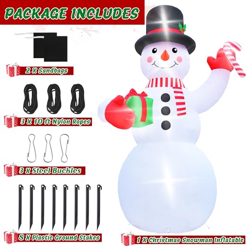 16FT Christmas Inflatable Snowman Outdoor Decorations, Giant Christmas Snowman, Holiday Blow Up Yard Decor with LED Lights