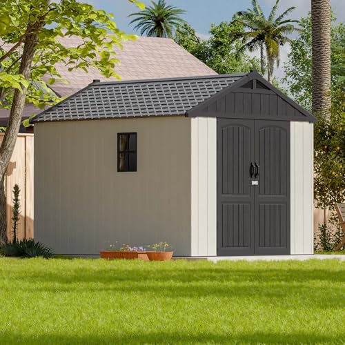 Patiowell 6x4 FT Plastic Outdoor Storage Shed, Resin Shed Perfect to Store Patio Furniture, GardenTools Bike Accessories, Beach Chairs and Lawn Mower