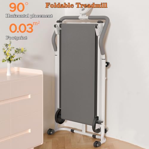 Compact Manual Treadmill with Incline & Handle Bar - Portable Folding Walking Pad for Home, Ideal for Small Spaces, Non-Electric for Kids