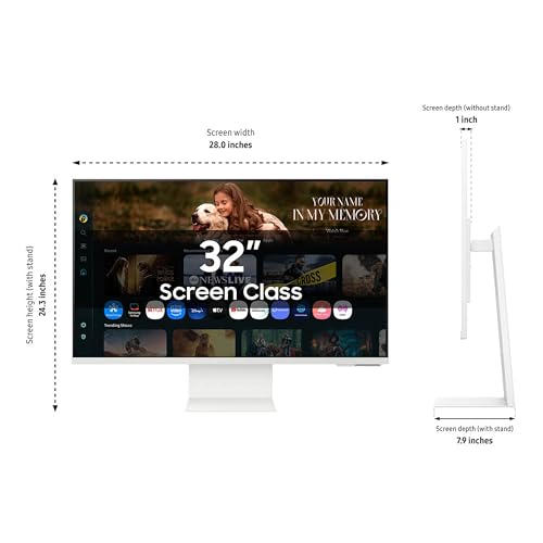 SAMSUNG 32&rdquo; Smart Monitor M8 (M80F) 4K UHD Display, Samsung Vision AI, Smart TV Apps, Gaming Hub, USB-C, HDMI and USB-A, White, LS32FM803UNXZA