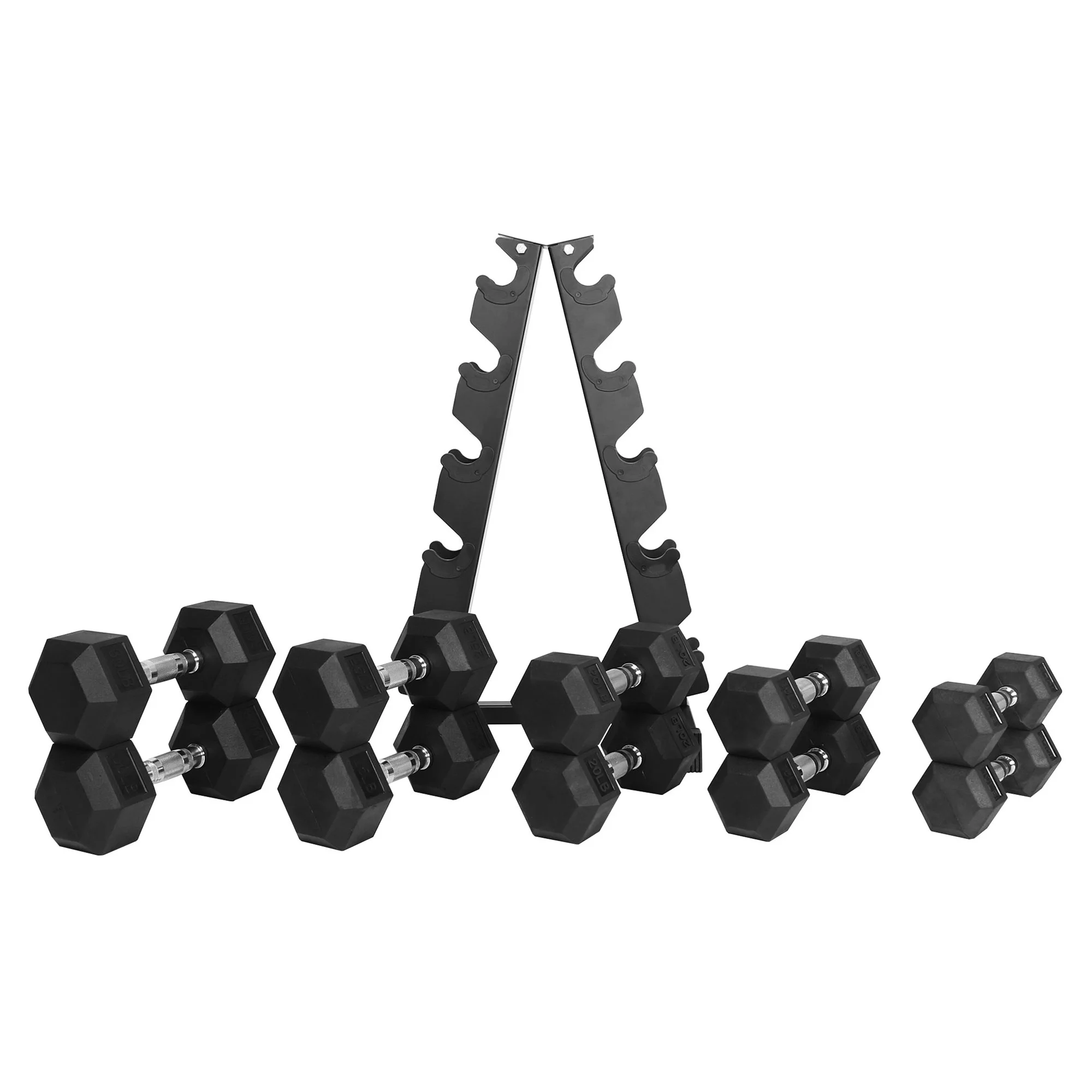 BalanceFrom Signature Alloy Steel 200 lb Rubber Encased Hex Dumbbell Set