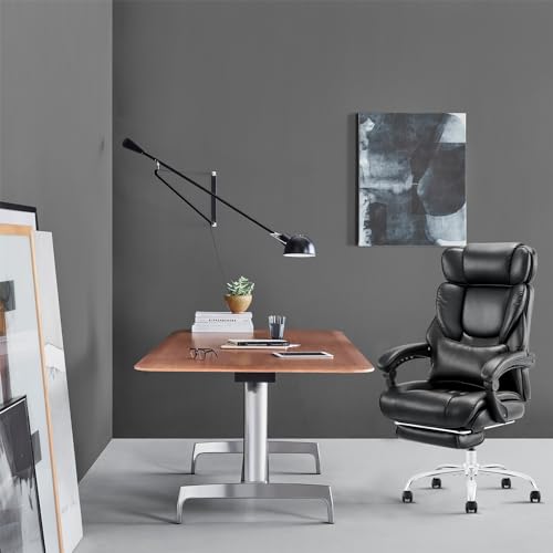 COLAMY Big and Tall Office Chair 500lbs-Heavy Duty Leather Computer Executive Desk Chair with Wide Seat, Adjustable headrest, Lumbar Support-Black