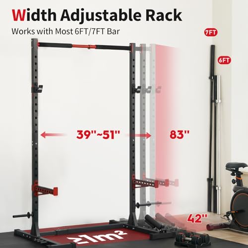 FLYBIRD Squat Rack with Pull-Up Bar, Adjustable Multi-Functional Power Rack, Inner Width Squat Rack Stand Suitable for 6FT